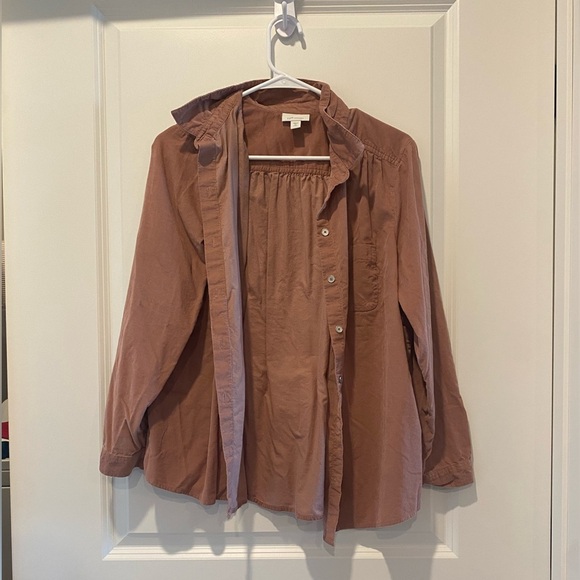 J Jill Dusty Pink Corduroy Long Sleeve Button up Medium petite - Picture 1 of 6